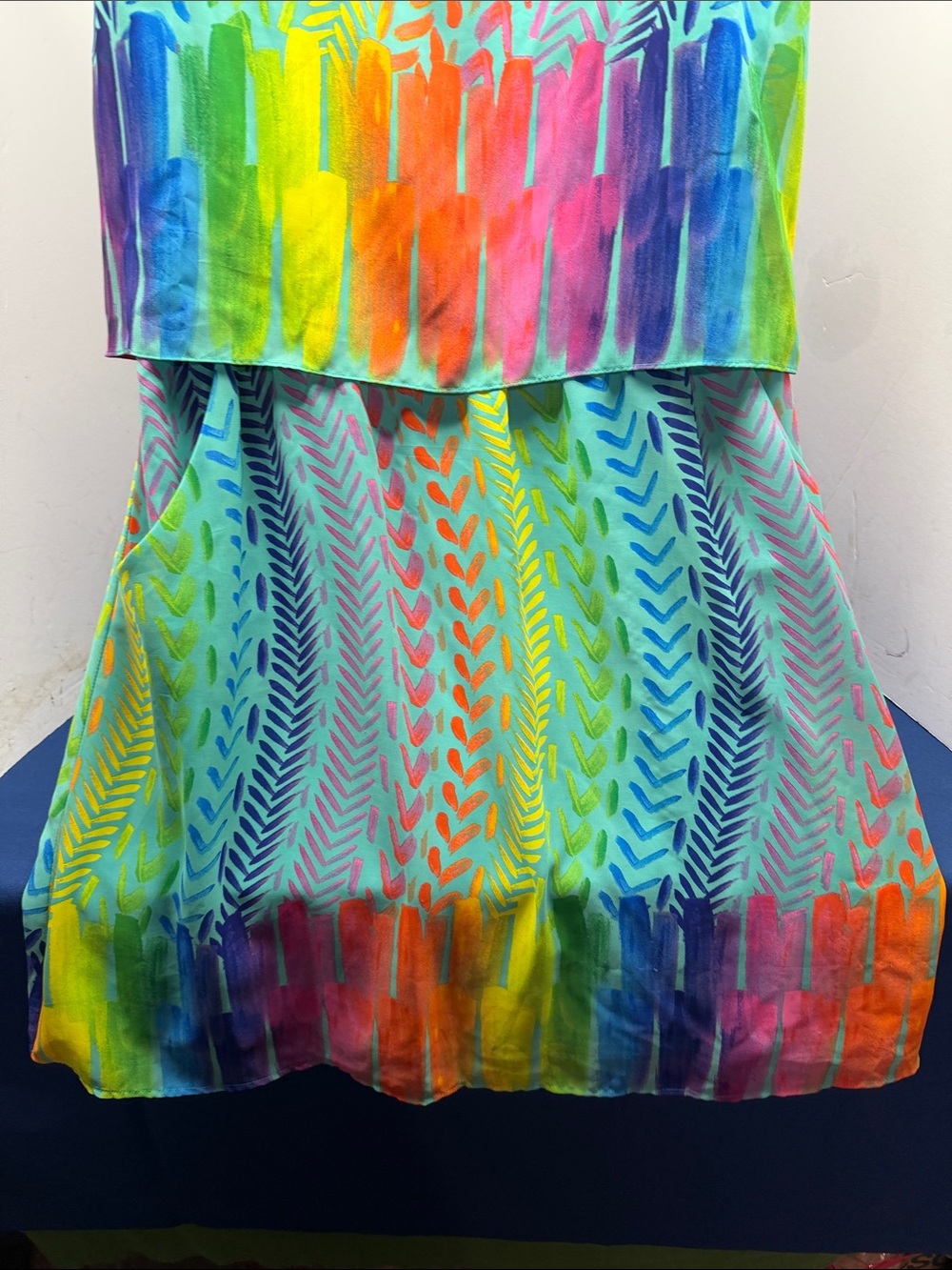 Rabbit Rabbit Rabbit Women's Turquoise Multicolor Tropical Print Dress - Picture 4 of 7